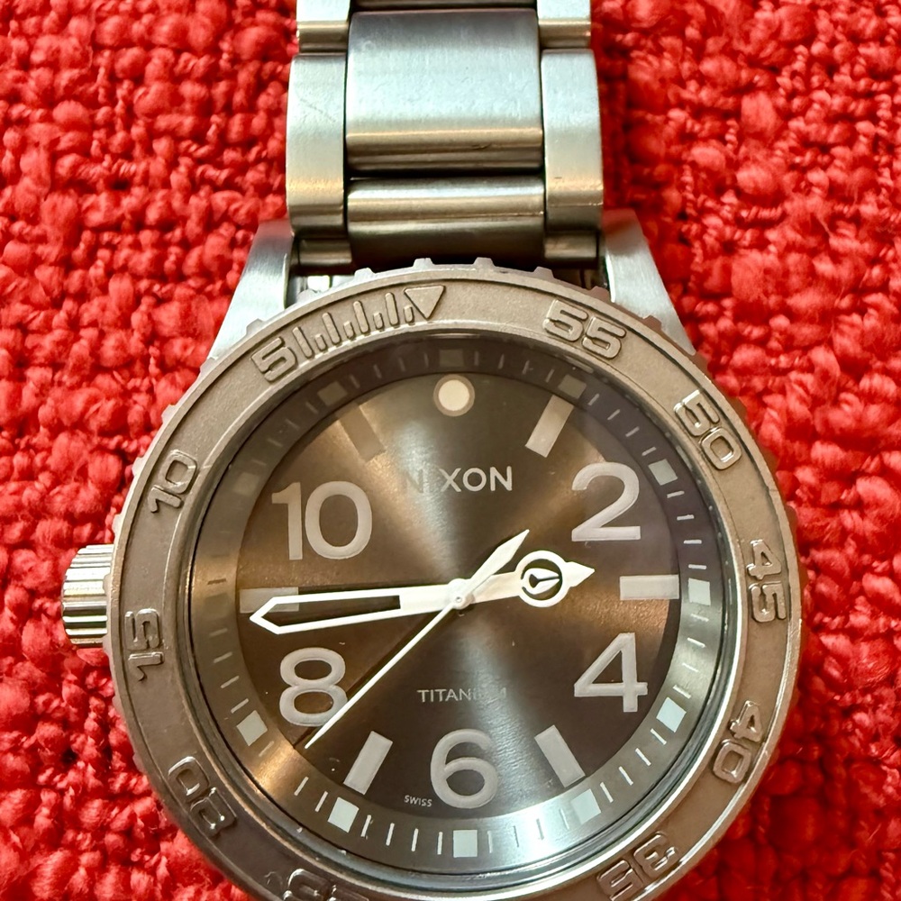 Nixon Silver Titanium Watch with Grey Dial